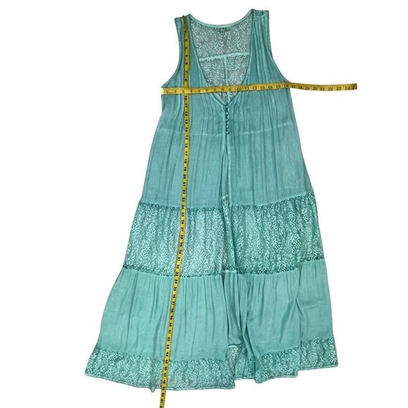 POL Aqua Blue Lace Button Front Sleeveless Kimono Cardigan Duster Vest NWOT Boho - Picture 12 of 12